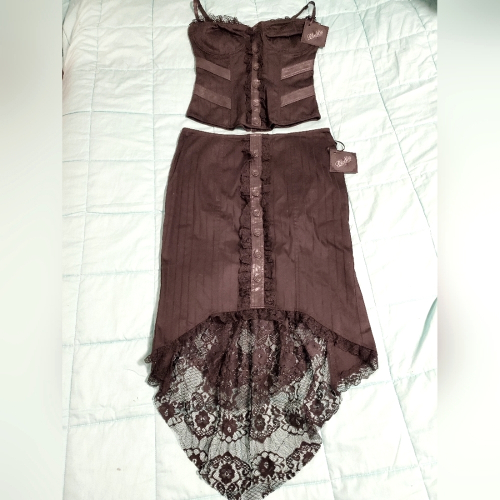 Lip Service Blacklist Corset Top and Lace Skirt Set | on hold for @sewagepixie
